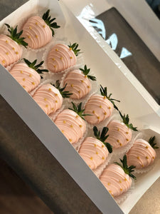 Pink, White Chocolate Dipped Berries